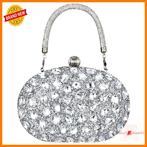 Rhinestone Evening Bag Clutch Crossbody Purse for Parties Events - Picture 1 of 6